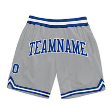 Load image into Gallery viewer, Custom Gray Royal-White Authentic Throwback Basketball Shorts
