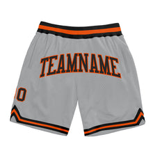 Load image into Gallery viewer, Custom Gray Black-Orange Authentic Throwback Basketball Shorts
