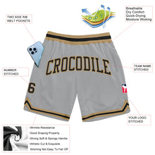 Load image into Gallery viewer, Custom Gray Black-Old Gold Authentic Throwback Basketball Shorts
