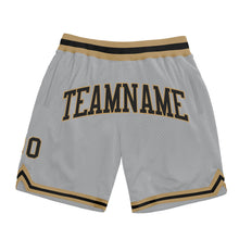 Load image into Gallery viewer, Custom Gray Black-Old Gold Authentic Throwback Basketball Shorts
