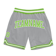 Load image into Gallery viewer, Custom Gray Neon Green-White Authentic Throwback Basketball Shorts
