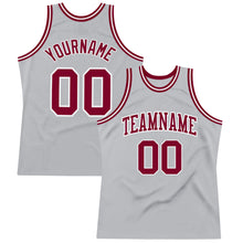 Load image into Gallery viewer, Custom Gray Maroon-White Authentic Throwback Basketball Jersey
