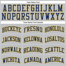 Load image into Gallery viewer, Custom Gray Royal-Gold Authentic Throwback Basketball Jersey
