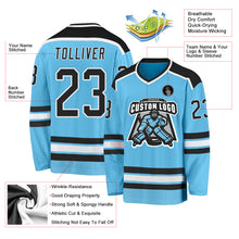 Load image into Gallery viewer, Custom Sky Blue Black-White Hockey Jersey
