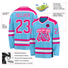 Laden Sie das Bild in den Galerie-Viewer, Custom Sky Blue Hot Pink-White Hockey Jersey
