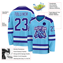 Laden Sie das Bild in den Galerie-Viewer, Custom Sky Blue Purple-White Hockey Jersey
