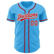 Load image into Gallery viewer, Custom Sky Blue Red-White Authentic Baseball Jersey
