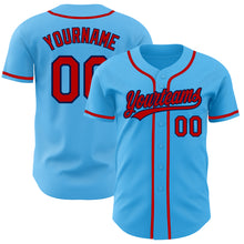 Load image into Gallery viewer, Custom Sky Blue Red-Navy Authentic Baseball Jersey
