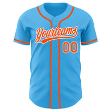 Laden Sie das Bild in den Galerie-Viewer, Custom Sky Blue Orange-White Authentic Baseball Jersey
