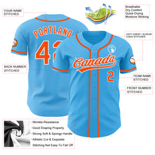 Load image into Gallery viewer, Custom Sky Blue Orange-White Authentic Baseball Jersey

