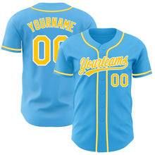 Laden Sie das Bild in den Galerie-Viewer, Custom Sky Blue Yellow-White Authentic Baseball Jersey
