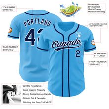 Load image into Gallery viewer, Custom Sky Blue Navy-White Authentic Baseball Jersey
