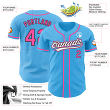 Load image into Gallery viewer, Custom Sky Blue Pink-Black Authentic Baseball Jersey
