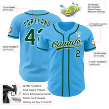 Laden Sie das Bild in den Galerie-Viewer, Custom Sky Blue Green-Cream Authentic Baseball Jersey
