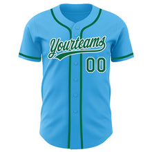 Load image into Gallery viewer, Custom Sky Blue Kelly Green-White Authentic Baseball Jersey
