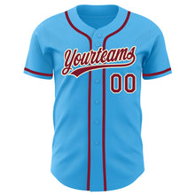 Load image into Gallery viewer, Custom Sky Blue Crimson-Cream Authentic Baseball Jersey
