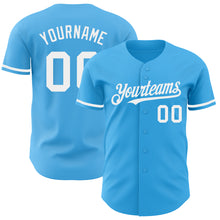 Load image into Gallery viewer, Custom Sky Blue White Authentic Baseball Jersey
