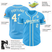 Laden Sie das Bild in den Galerie-Viewer, Custom Sky Blue Cream Authentic Baseball Jersey
