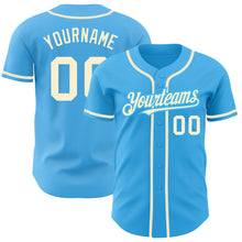 Load image into Gallery viewer, Custom Sky Blue Cream Authentic Baseball Jersey
