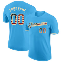 Charger l&#39;image dans la galerie, Custom Sky Blue Vintage USA Flag-City Cream Performance T-Shirt
