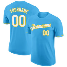 Load image into Gallery viewer, Custom Sky Blue White-Yellow Performance T-Shirt
