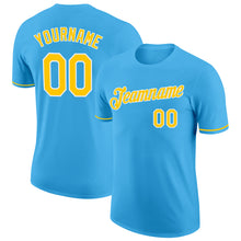 Load image into Gallery viewer, Custom Sky Blue Yellow-White Performance T-Shirt
