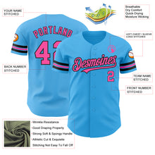 Load image into Gallery viewer, Custom Sky Blue Pink-Black Authentic Baseball Jersey
