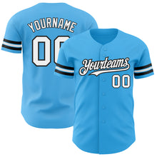 Load image into Gallery viewer, Custom Sky Blue White-Black Authentic Baseball Jersey

