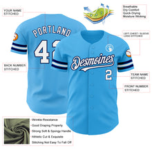 Load image into Gallery viewer, Custom Sky Blue White-Navy Authentic Baseball Jersey

