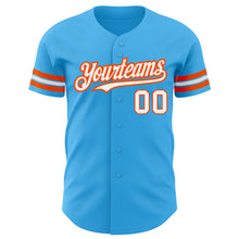 Laden Sie das Bild in den Galerie-Viewer, Custom Sky Blue White-Orange Authentic Baseball Jersey
