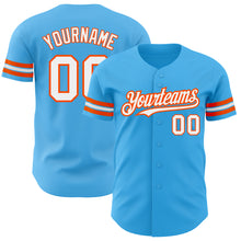 Load image into Gallery viewer, Custom Sky Blue White-Orange Authentic Baseball Jersey
