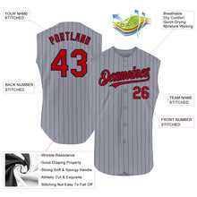 Load image into Gallery viewer, Custom Gray Navy Pinstripe Red Authentic Sleeveless Baseball Jersey
