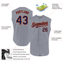 Laden Sie das Bild in den Galerie-Viewer, Custom Gray Navy Pinstripe Orange Authentic Sleeveless Baseball Jersey
