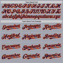 Laden Sie das Bild in den Galerie-Viewer, Custom Gray Navy Pinstripe Orange Authentic Sleeveless Baseball Jersey
