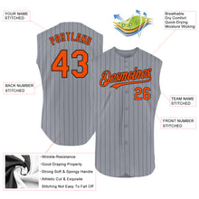 Laden Sie das Bild in den Galerie-Viewer, Custom Gray Black Pinstripe Orange Authentic Sleeveless Baseball Jersey
