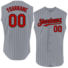 Laden Sie das Bild in den Galerie-Viewer, Custom Gray Black Pinstripe Red Authentic Sleeveless Baseball Jersey
