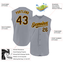 Load image into Gallery viewer, Custom Gray Brown-Gold Authentic Sleeveless Baseball Jersey
