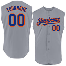 Load image into Gallery viewer, Custom Gray Royal-Orange Authentic Sleeveless Baseball Jersey

