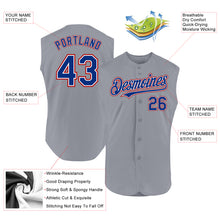 Load image into Gallery viewer, Custom Gray Royal-Red Authentic Sleeveless Baseball Jersey
