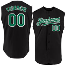 Laden Sie das Bild in den Galerie-Viewer, Custom Black Kelly Green-White Authentic Sleeveless Baseball Jersey
