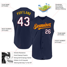 Load image into Gallery viewer, Custom Navy Maroon-Gold Authentic Sleeveless Baseball Jersey

