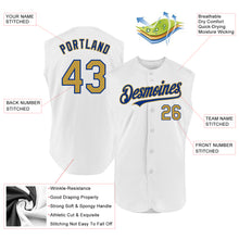 Load image into Gallery viewer, Custom White Old Gold-Royal Authentic Sleeveless Baseball Jersey
