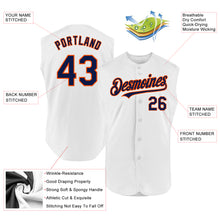 Load image into Gallery viewer, Custom White Navy-Orange Authentic Sleeveless Baseball Jersey

