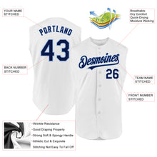 Load image into Gallery viewer, Custom White Navy-Light Blue Authentic Sleeveless Baseball Jersey
