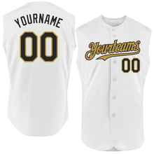 Load image into Gallery viewer, Custom White Black-Old Gold Authentic Sleeveless Baseball Jersey
