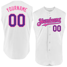 Load image into Gallery viewer, Custom White Purple-Pink Authentic Sleeveless Baseball Jersey
