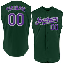 Load image into Gallery viewer, Custom Green Purple-Gray Authentic Sleeveless Baseball Jersey
