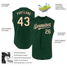 Load image into Gallery viewer, Custom Green Cream-Black Authentic Sleeveless Baseball Jersey
