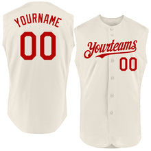 Load image into Gallery viewer, Custom Cream Red Authentic Sleeveless Baseball Jersey
