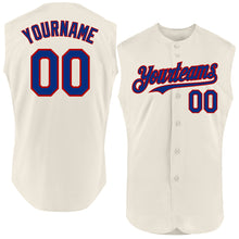 Load image into Gallery viewer, Custom Cream Royal-Red Authentic Sleeveless Baseball Jersey
